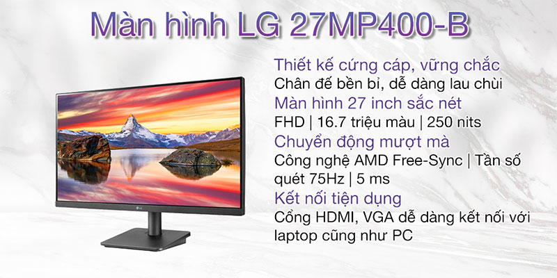 màn hình LG 27MP400-B 27 inch IPS FHD 75Hz không viền
