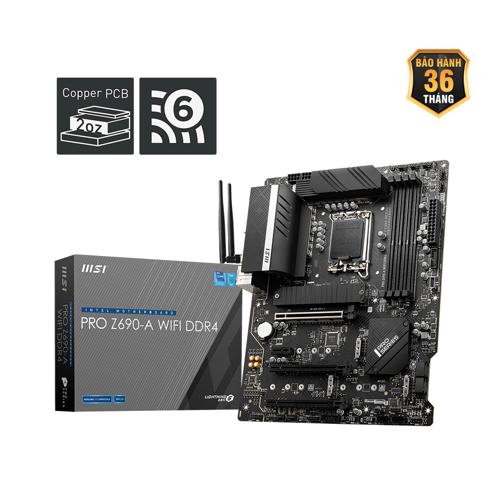 Mainboard MSI PRO Z690-A WIFI DDR4 (Intel Z690, Socket 1700, ATX, 4 khe Ram D4)