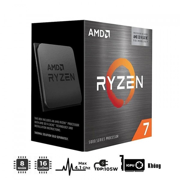 CPU AMD Ryzen 7 5700X3D (AM5 3.0GHz Boost 4.1GHz, 8 nhân, 16 luồng, 100MB)